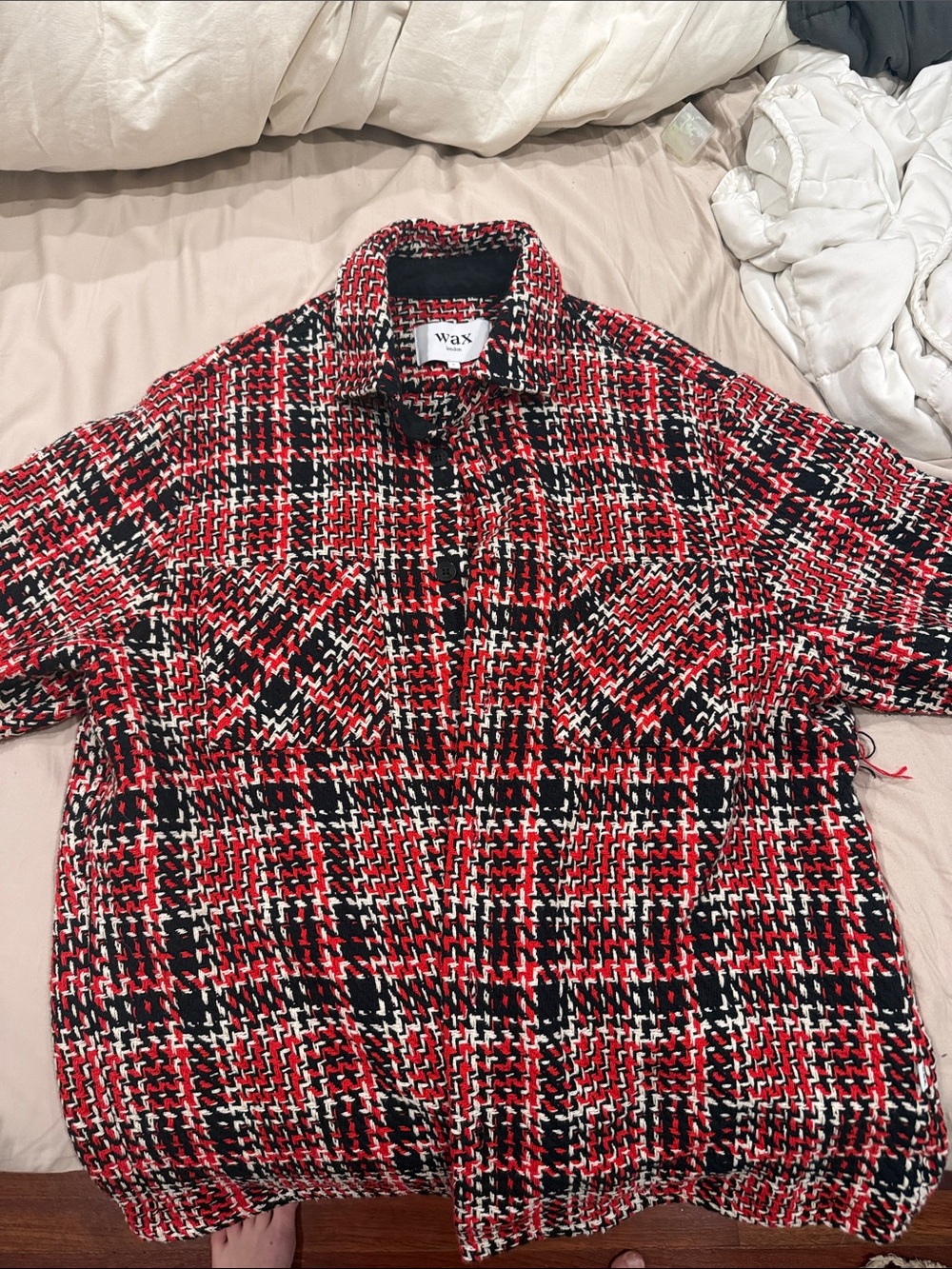 WAX Red & Black Plaid Lightweight Shirt Jacket